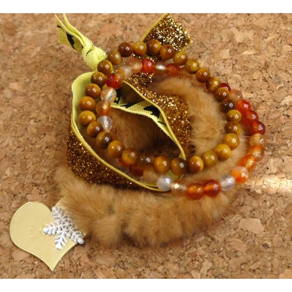 メール便送料無料 OrangeCandy オレンジキャンディー ミンクファー＆パワーストーンブレスレ...