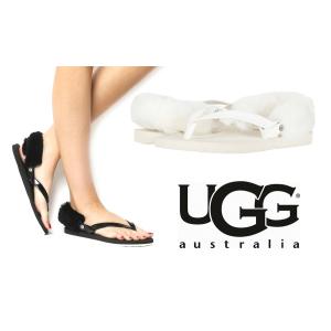 クリアランス/UGG（アグ）ムートンビーチサンダル/LAALAA/ファー付きレディースサンダル/シー...