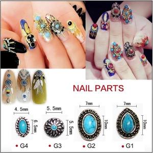 単品 メタルパーツ コンチョ ターコイズ風 ゴールド シルバー