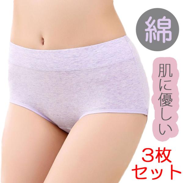 3枚セット ショーツ レディース デザイン インナー シンプル 女性用 パンツ 綿 コット 下着 伸...