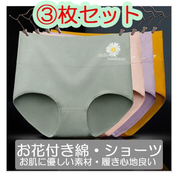 3枚セット ショーツ レディース 綿 30代 40代 50代 深め 深履き インナー パンツ 下着 ...