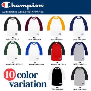 チャンピオン ラグランスリーブ Tシャツ 無地 7分袖 ロンT メンズ レディース CHAMPION 3 4 BASEBALL RAGLAN TEE CHMP-T1397 5.2oz｜orangecounty