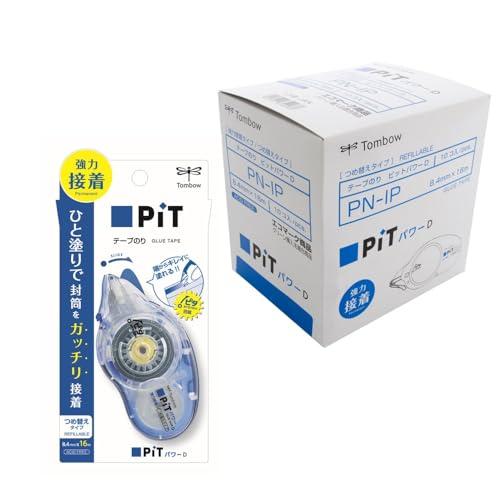 トンボ鉛筆 テープのり 強粘着 PiT パワーD 本体 (つめ替えタイプ) ひと塗りでガッチリ接着 ...