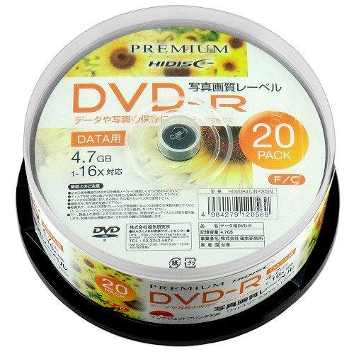 PREMIUM HIDISC DVD-R データ用 4.7GB 16倍速 「写真画質レーベル」 ワイ...