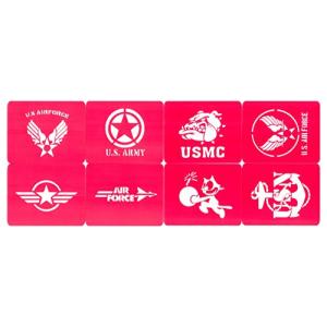 ステンシルシート 8枚 セット 8x10cm ミリタリー