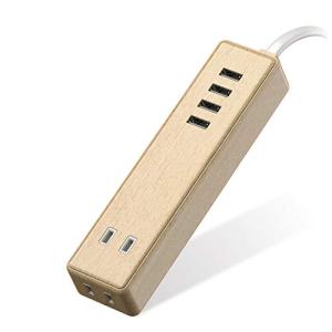 エレコム 電源タップ USBタップ 12W (USBポート×4 コンセント×2)