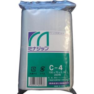 【SALE価格】ミナ チャック付ポリエチレン袋 「ミナジップ」C-4 (200枚入) ( MZC-4 (200マイイリ) (100X70X.04MM) ) 酒井化学工業(株)｜orangetool