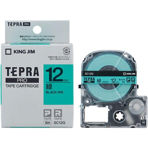KING JIM 【純正】「テプラ」PROテープ 12mm 緑ラベル/黒文字 長さ8m ( SC12...