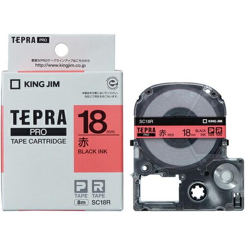 KING JIM 【純正】「テプラ」PROテープ 18mm 赤ラベル/黒文字 長さ8m ( SC18...