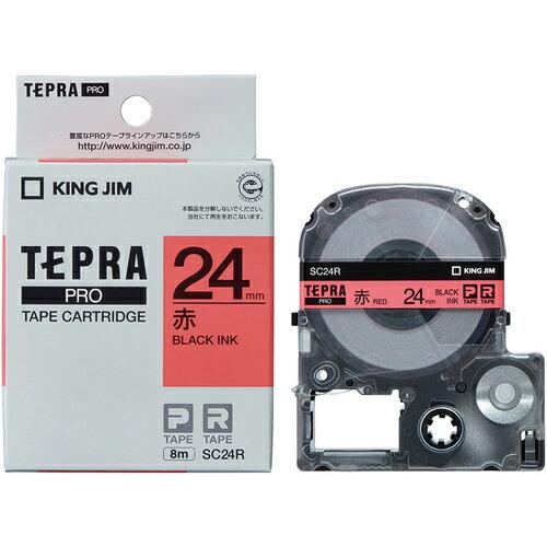 KING JIM 【純正】「テプラ」PROテープ 24mm 赤ラベル/黒文字 長さ8m ( SC24...