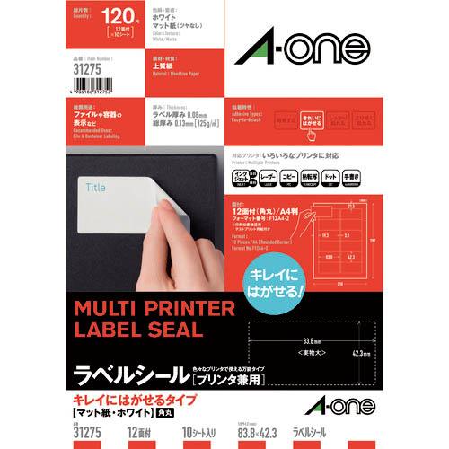 3M エーワン ラベルシール キレイにはがせる 表示・宛名ラベル プリンタ兼用 マット紙 白 A4 ...