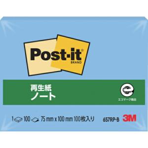 3M ポスト・イット 75X100mm 100枚 ブルー ( 657RP-B ) スリーエム ジャパン(株)文具・オフィス事業部｜orangetool