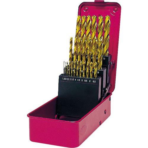 三菱K GSDSET TiNコーティング 一般鋼用 ハイスドリルセット(スチールケース 25本入) ...