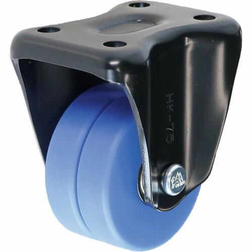 シシク 低床重荷重用双輪キャスター 固定 75径 モノマーキャスティングナイロン車輪 焼付ブラック ...