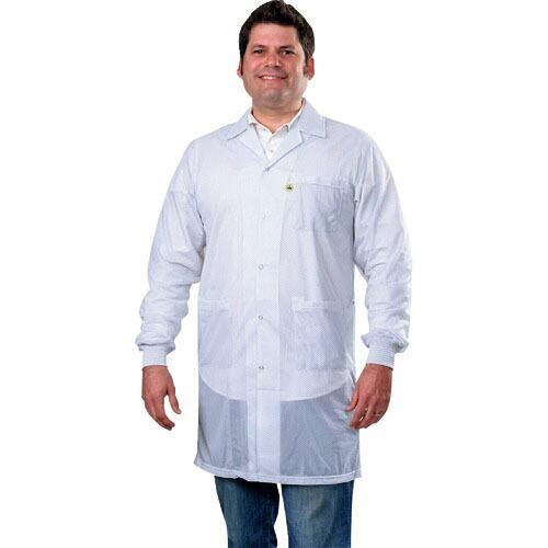 DESCO スモック STATSHIELD 実験室コート ニット袖口 白 XS ( 73630 ) ...