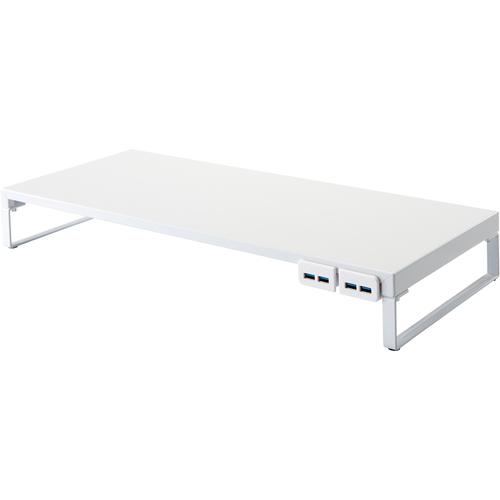 LIHIT デスクボード 机上台(幅590mm・USB3.0ハブ付) 白 ( A7334-0 )