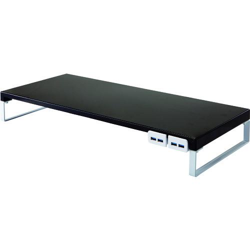 LIHIT デスクボード 机上台(幅590mm・USB3.0ハブ付) 黒 ( A7334-24 )