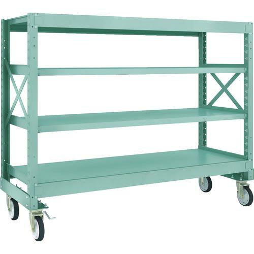 TRUSCO R3型ボルト式中量棚W1800XD600XH1400 4段 Φ150 ゴムキャスター付...