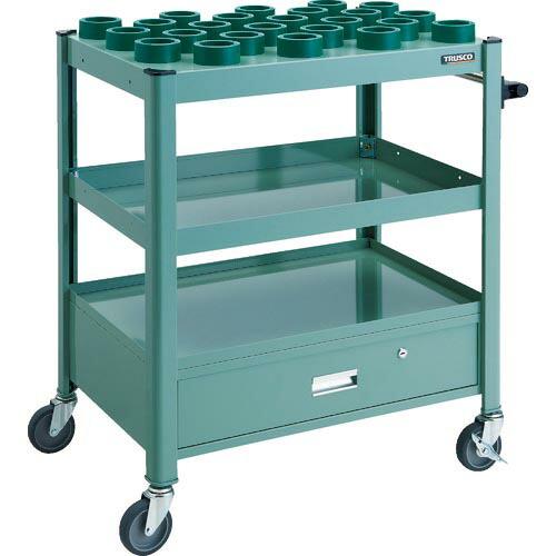 TRUSCO TCW型ツーリングワゴン HSK63A BT40 NT40 24個 引出し付 GN色 ...