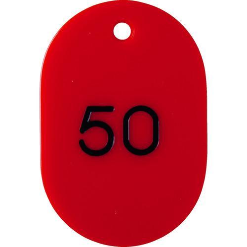 TRUSCO 番号入小判札 大 60X40 26~50 赤 ( THFL-2650-R )