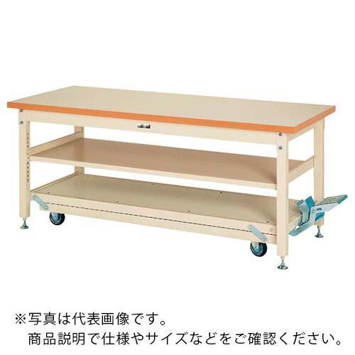 ヤマテック ワークテーブル ペダル移動タイプ 中間棚付 メラミン天板 W1200×D750×H922...