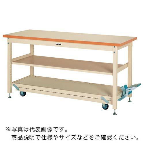 ヤマテック ワークテーブル ペダル移動タイプ 中間棚付 メラミン天板 W1800×D750×H922...