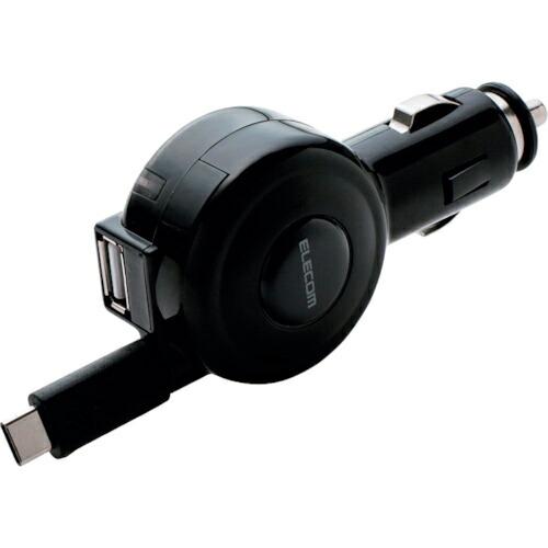 ELECOM 車載充電器(3A・Type-C&amp;USB) 60cm ブラック ( MPA-CCC04B...