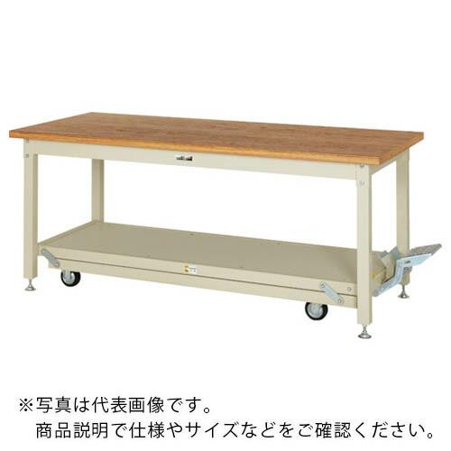 ヤマテック ワークテーブル ペダル移動タイプ ニス仕上げ積層天板 W1800×D750×H771mm...