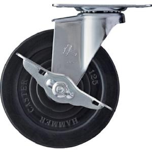 ハンマー Eシリーズ旋回式ゴム車輪 125mm ストッパー付 ( 415E-R125 ) ハンマーキャスター(株)｜ORANGE TOOL TOKIWA