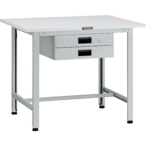 TRUSCO 軽荷重作業台(200kg)AO型 900X750XH740 薄型2段引出付 ホワイト色...