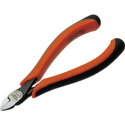 BAHCO ニッパ(電気・電子用) 切断能力:銅線Φ0.3~1.5mm 全長120mm ( 4131...