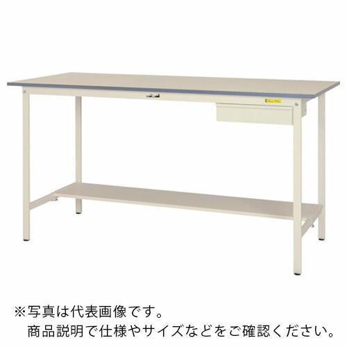 ヤマテック ワークテーブル150シリーズ 固定式 キャビネット・半面棚板付 W1500×D900×H...
