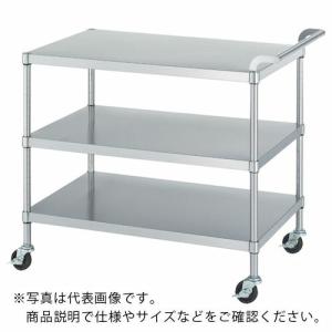 シンコー ステンレスワゴン(SUS3430) 天地3段タイプ φ75導電ゴム車 900×600×800 ( M03-9060-800-RE75_SH ) (メーカー取寄)｜orangetool