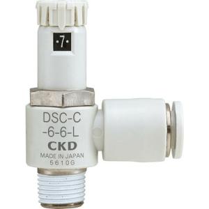 CKD スピードコントローラ ダイヤル付 コンパクトタイプ 接続口径R1/8 適用チューブ外径6 ( DSC-C-6-6 ) CKD(株)｜orangetool