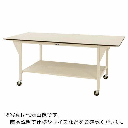 ヤマテック ワークテーブル ワイドタイプ 移動式 全面棚板付 W2400×D1200×H1016mm...
