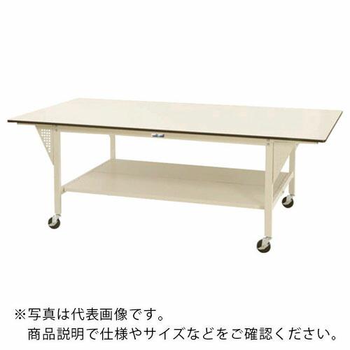 ヤマテック ワークテーブル ワイドタイプ 移動式 全面棚板付 W2400×D1200×H856mm ...