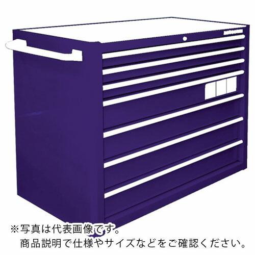 BAHCO キャビネット 40インチ 7段引き出し ロールキャブ パープル ゴムマット仕様天板 高さ...
