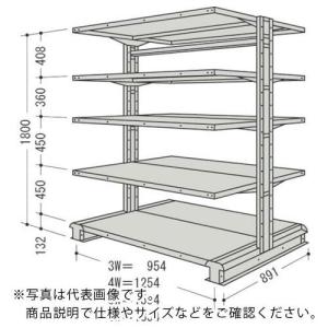 NF スチール製軽中量ボルトレス棚 キャンチラック複式増結1連 間口1854×奥行891×高さ1800mm 階段数5 ( CR66S-W5B ) (メーカー取寄)｜orangetool