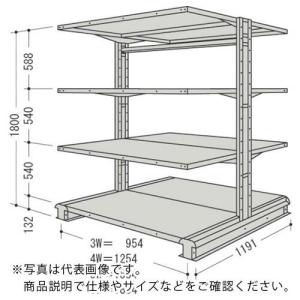 NF スチール製軽中量ボルトレス棚 キャンチラック複式増結1連 間口1854×奥行891×高さ1800mm 150kg  ( CR66L-W4B )｜orangetool