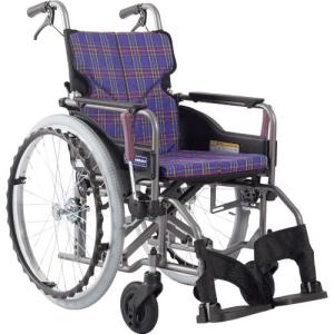 カワムラ 【非課税】 アルミ製標準型自走用車いすKMD-A22-40-M紫チェック ( KMD-A22-40-M-A11 ) (株)カワムラサイクル (メーカー取寄)｜orangetool