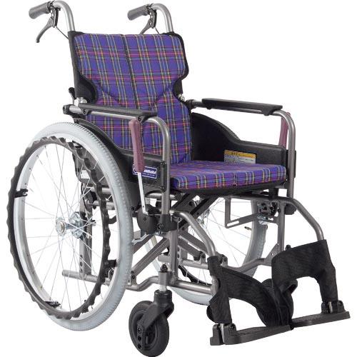 カワムラ 【非課税】 アルミ製標準型自走用車いすKMD-A22-40-M紫チェック ( KMD-A2...