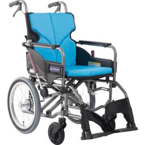 カワムラ 【非課税】 アルミ製標準型介助用車いすKMD-A16-40-Mライトブルー ( KMDA1642MNO83 ) (株)カワムラサイクル (メーカー取寄)｜orangetool