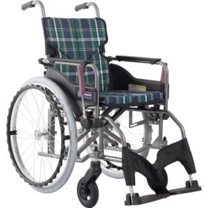 カワムラ 【非課税】 アルミ製標準型自走用車いすKMD-A22-40S-M緑チェック ( KMD-A22-40S-M-A9 ) (株)カワムラサイクル (メーカー取寄)｜orangetool