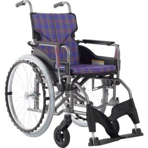 カワムラ 【非課税】 アルミ製標準型自走用車いすKMD-A22-40S-M紫チェック ( KMD-A22-40S-M-A11 ) (株)カワムラサイクル (メーカー取寄)｜orangetool