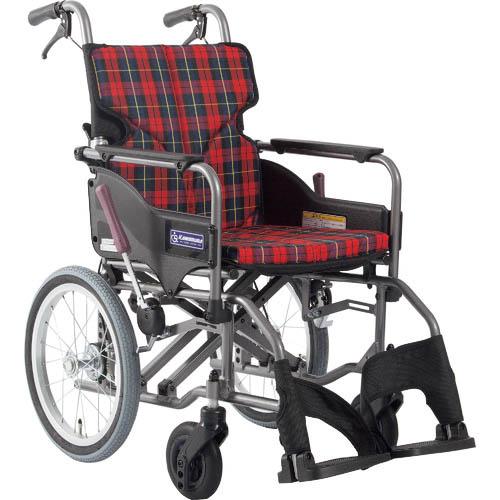 カワムラ 【非課税】 アルミ製標準型介助用車いすKMD-A16-40-M赤チェック ( KMDA16...