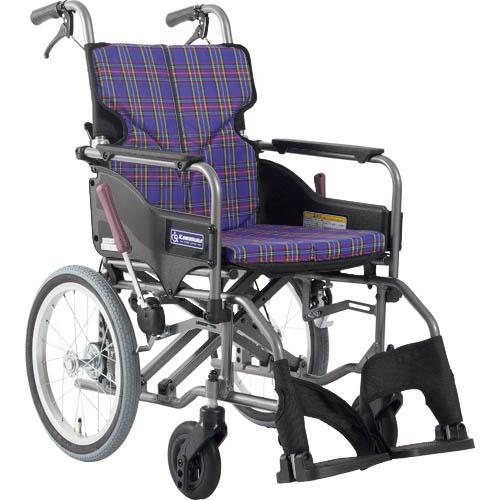 カワムラ 【非課税】 アルミ製標準型介助用車いすKMD-A16-40-M紫チェック ( KMDA16...
