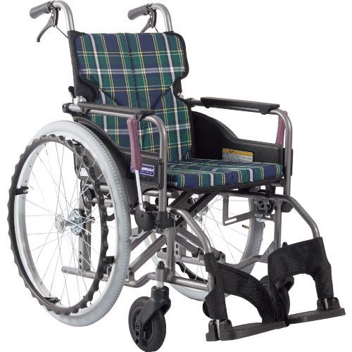 カワムラ 【非課税】 アルミ製標準型自走用車いすKMD-A22-40-M緑チェエク ( KMD-A2...
