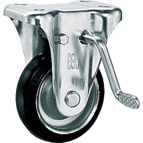 OH プレスキャスターKBタイプ中荷重用 固定(ベアリング入り)ブレーキ付 ゴム車 車輪径100mm...