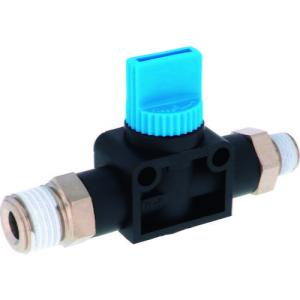 PISCO ハンドバルブ ニップル3方弁チューブR1/4出力R1/8 ( HV02-01 ) (メーカー取寄)｜orangetool
