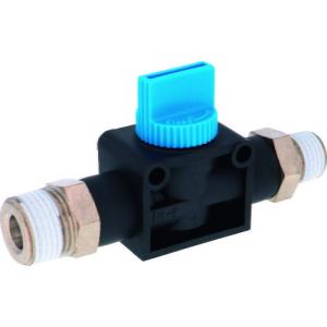 PISCO ハンドバルブ ニップル2方弁チューブR3/8出力R1/4 ( HV03-02-2 ) (メーカー取寄)｜orangetool